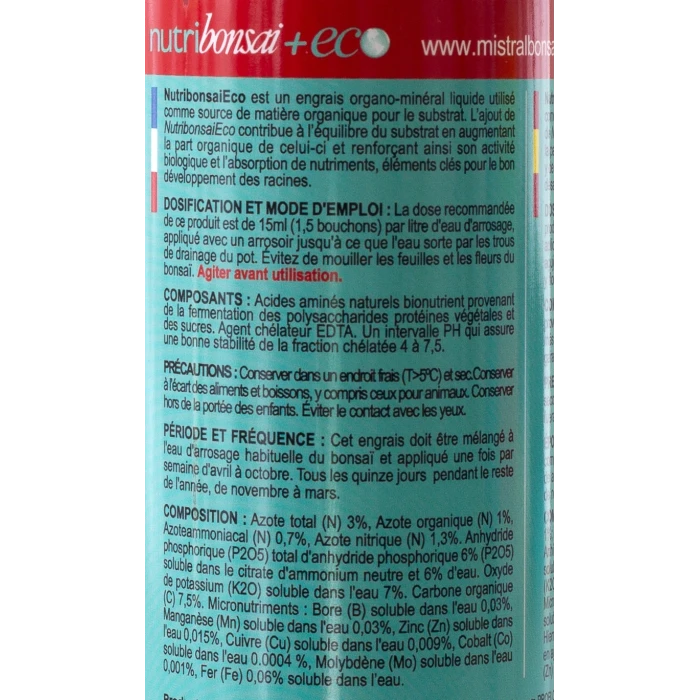 Acheter engrais Bonsai NutriBonsai Eco 250 ml - Sankaly Bonsai
